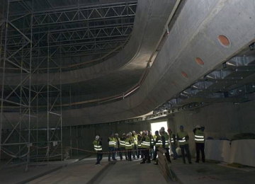 Architektka Jiřičná byla při prohlídce Kongresového centra, které staví PSG, spokojená