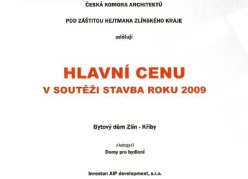 Realizace Bytového domu – Křiby získala hlavní cenu v soutěži o stavbu roku